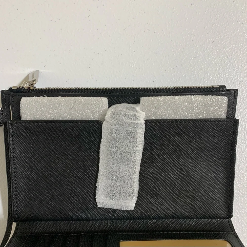 Michael Kors Jet Set Travel LG Double Zip Wristlet Saffiano Leather Wallet-NWT